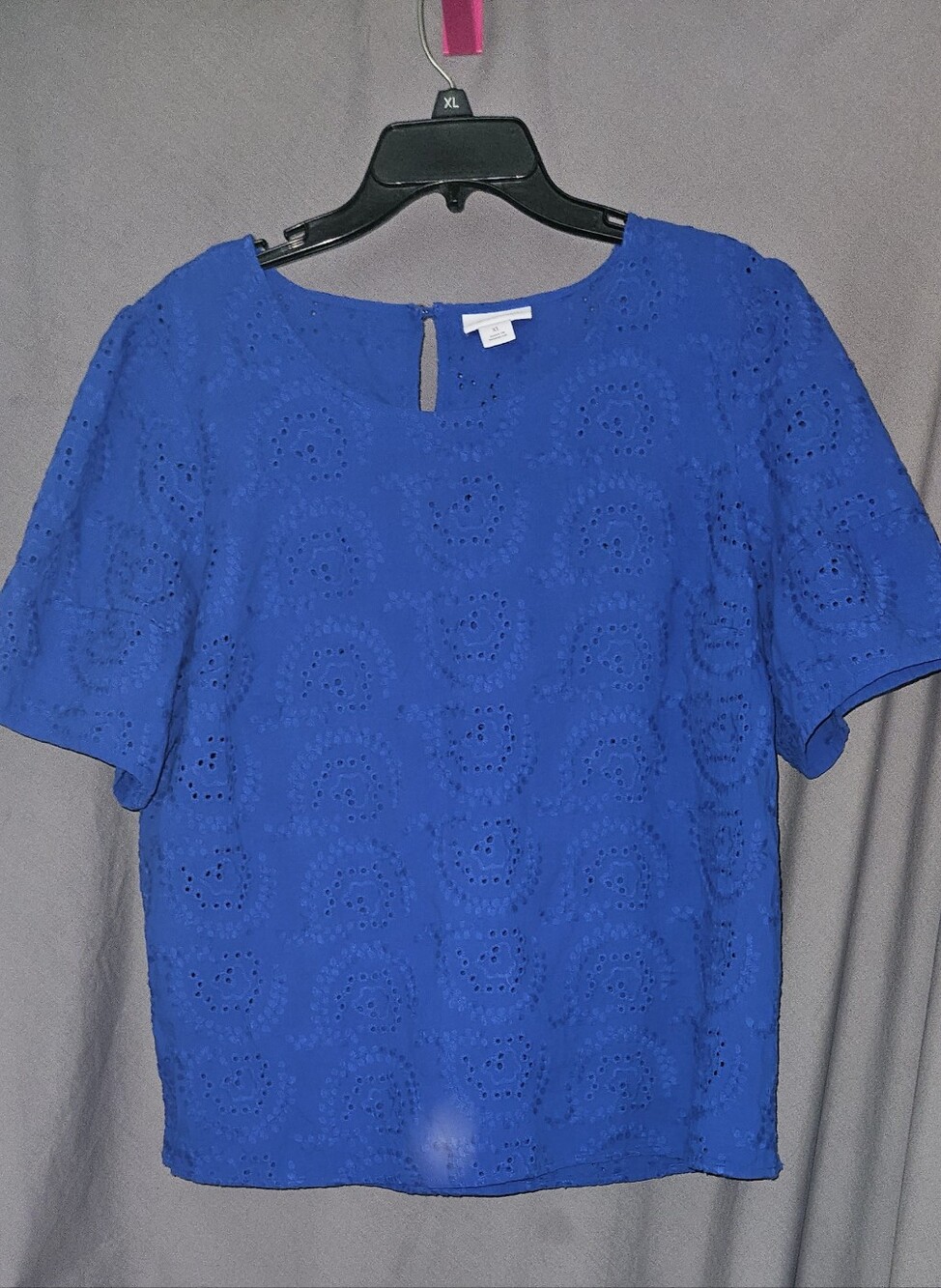 Liz Claiborne Royal Blue Eyelet Short-Sleeve Blouse